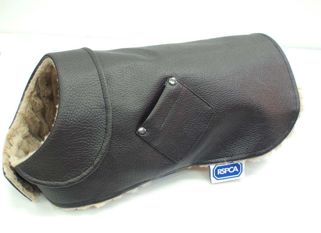 RSPCA Black Faux Leather Aviator Dog Jacket - Image 4